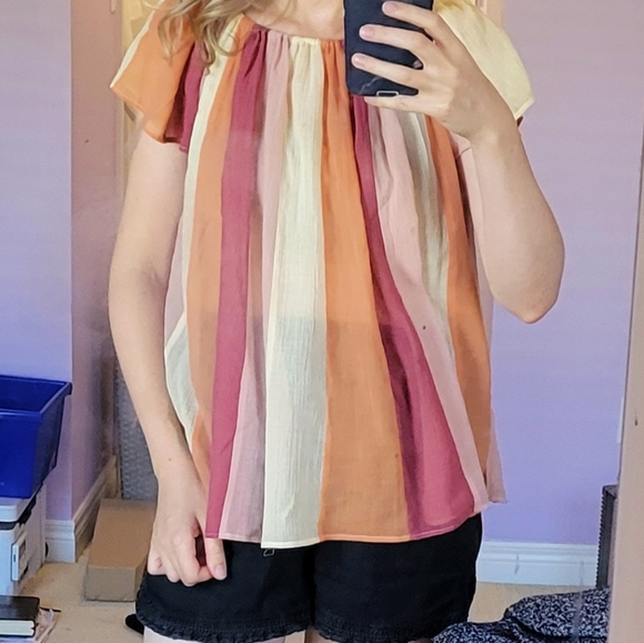 Multi-coloured Chiffon Ruffle Sleeve Top - Luis Mari Tokyo - Picture 5 of 8